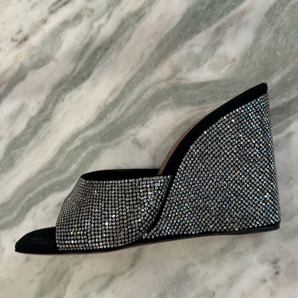 Brand new Amina Muaddi Lupita crystal wedge mules - Picture 1 of 7